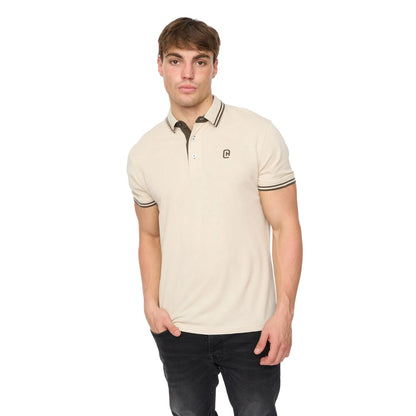 Off White - Front - Crosshatch Mens Mackerby Polo Shirt
