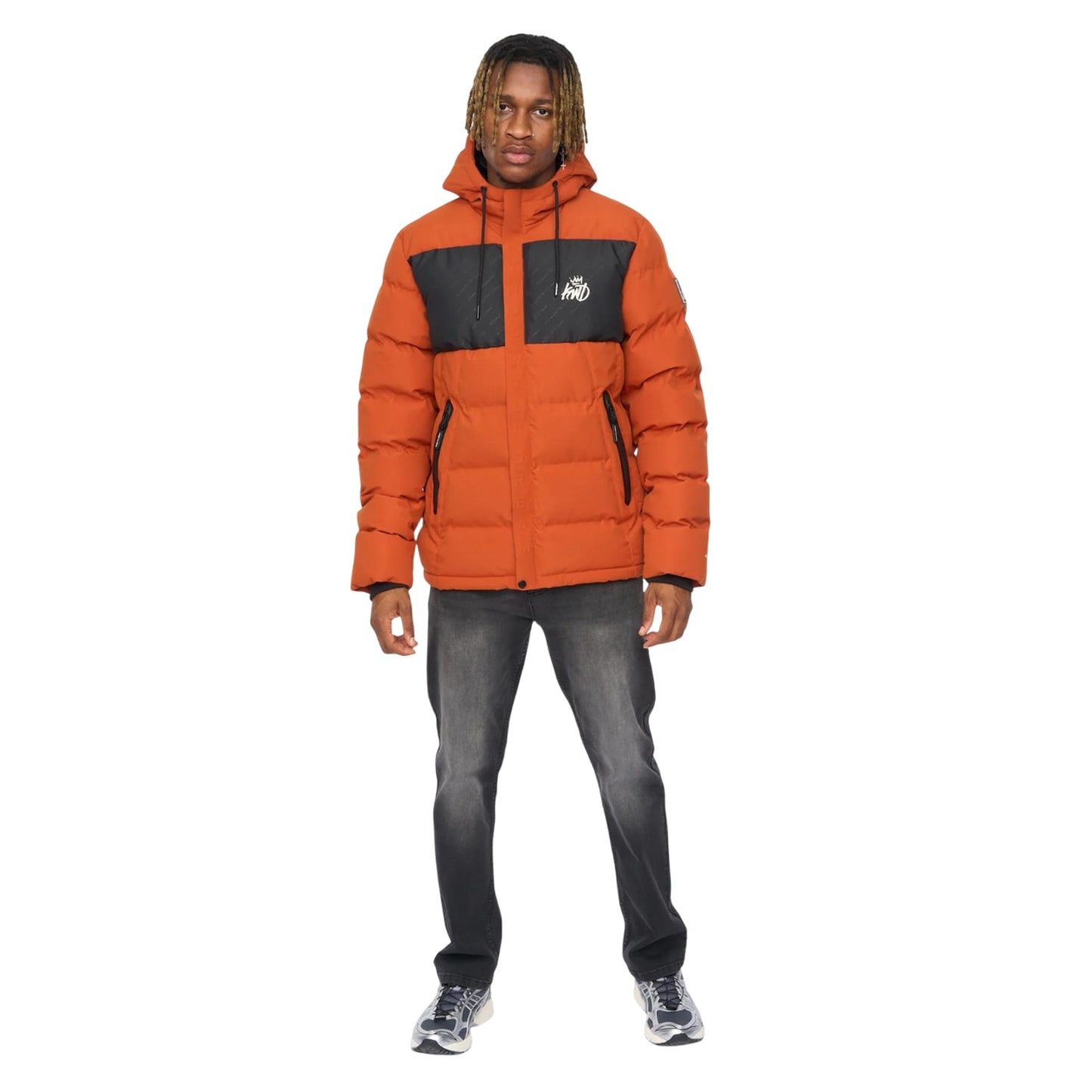Burnt Orange - Close up - Kings Will Dream Mens Fractioned Puffer Jacket