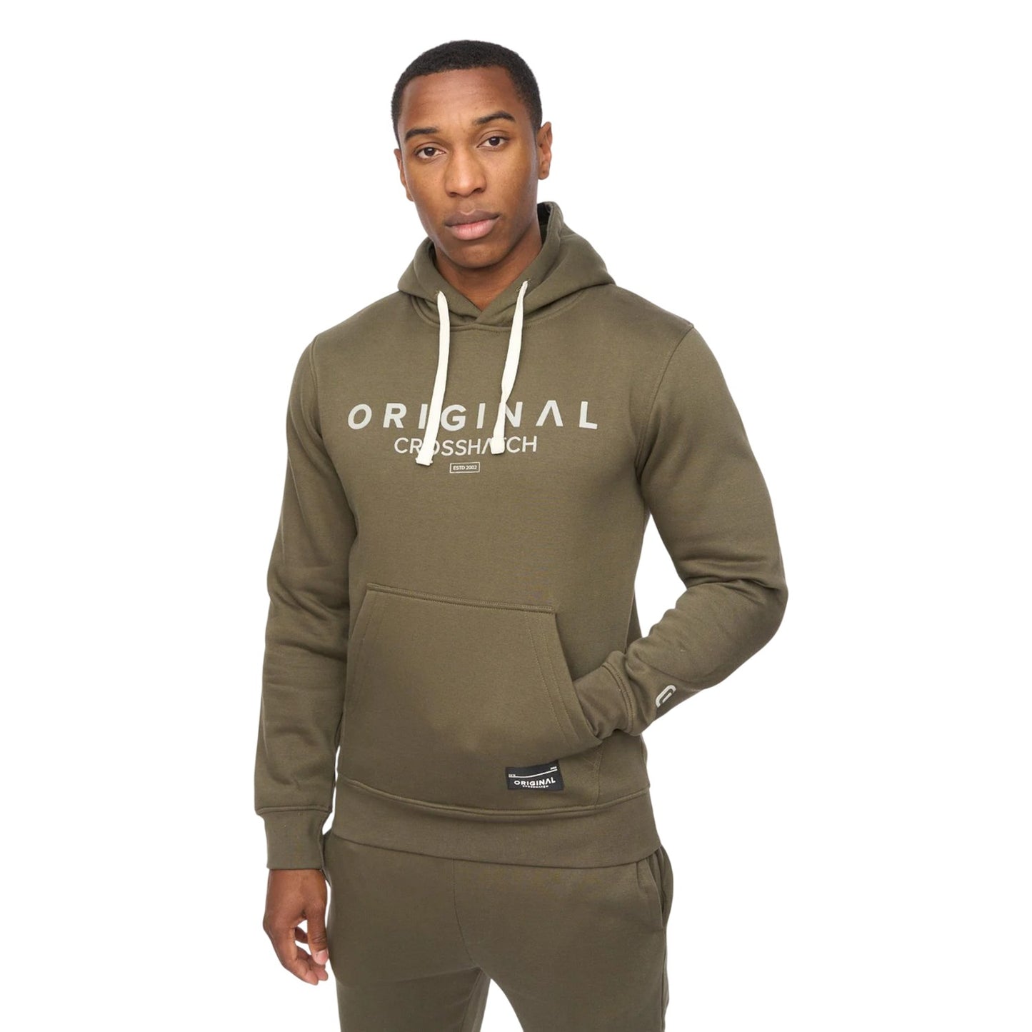 Dark Olive - Front - Crosshatch Mens Jamals Hoodie