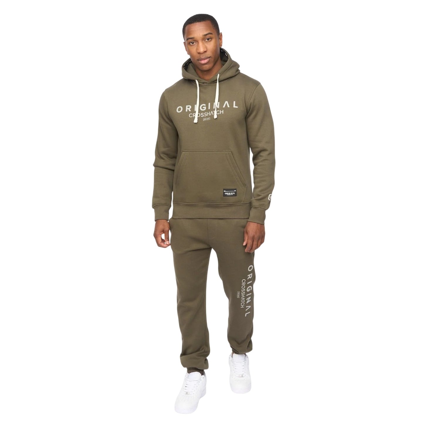 Dark Olive - Lifestyle - Crosshatch Mens Jamals Hoodie