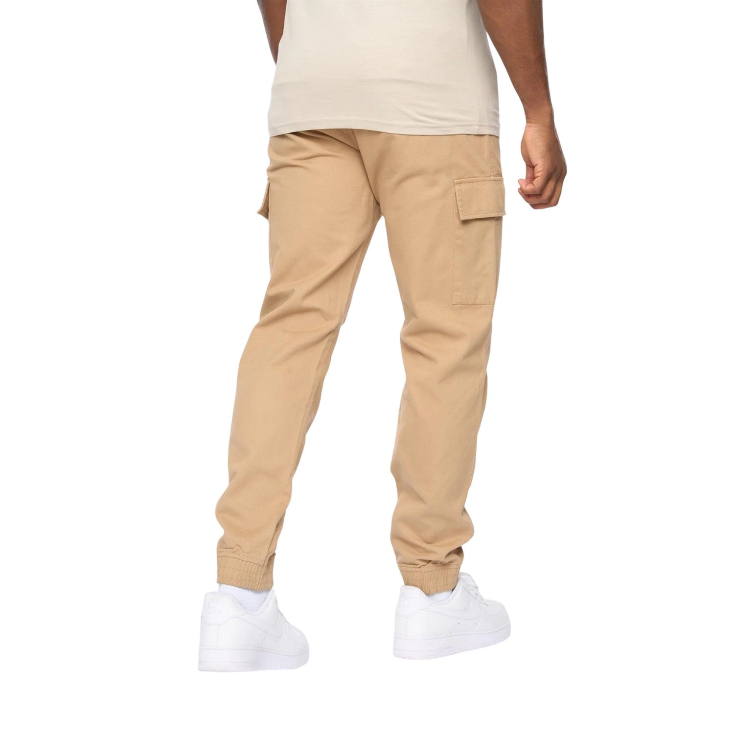 Stone - Back - Crosshatch Mens Utilate Elasticated Waist Cargo Trousers