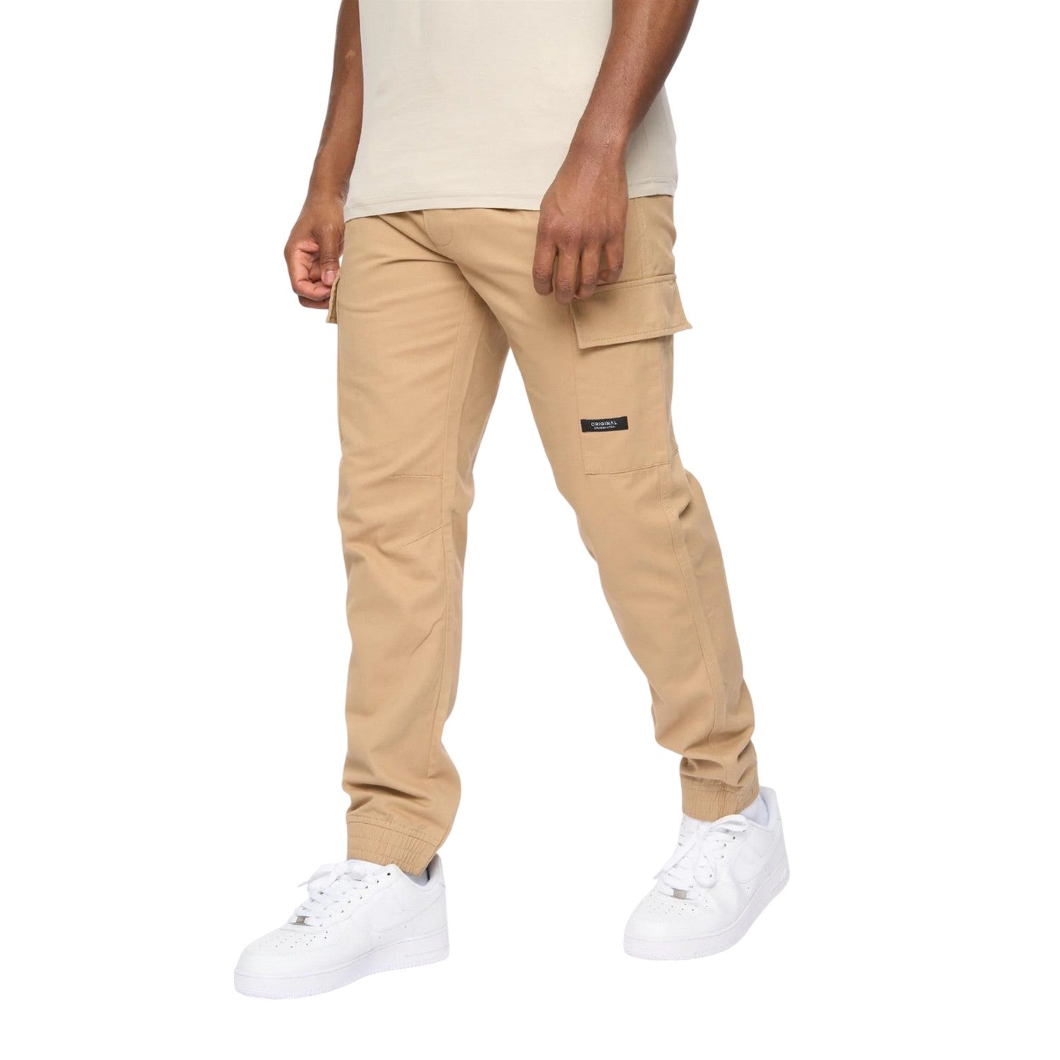 Stone - Lifestyle - Crosshatch Mens Utilate Elasticated Waist Cargo Trousers