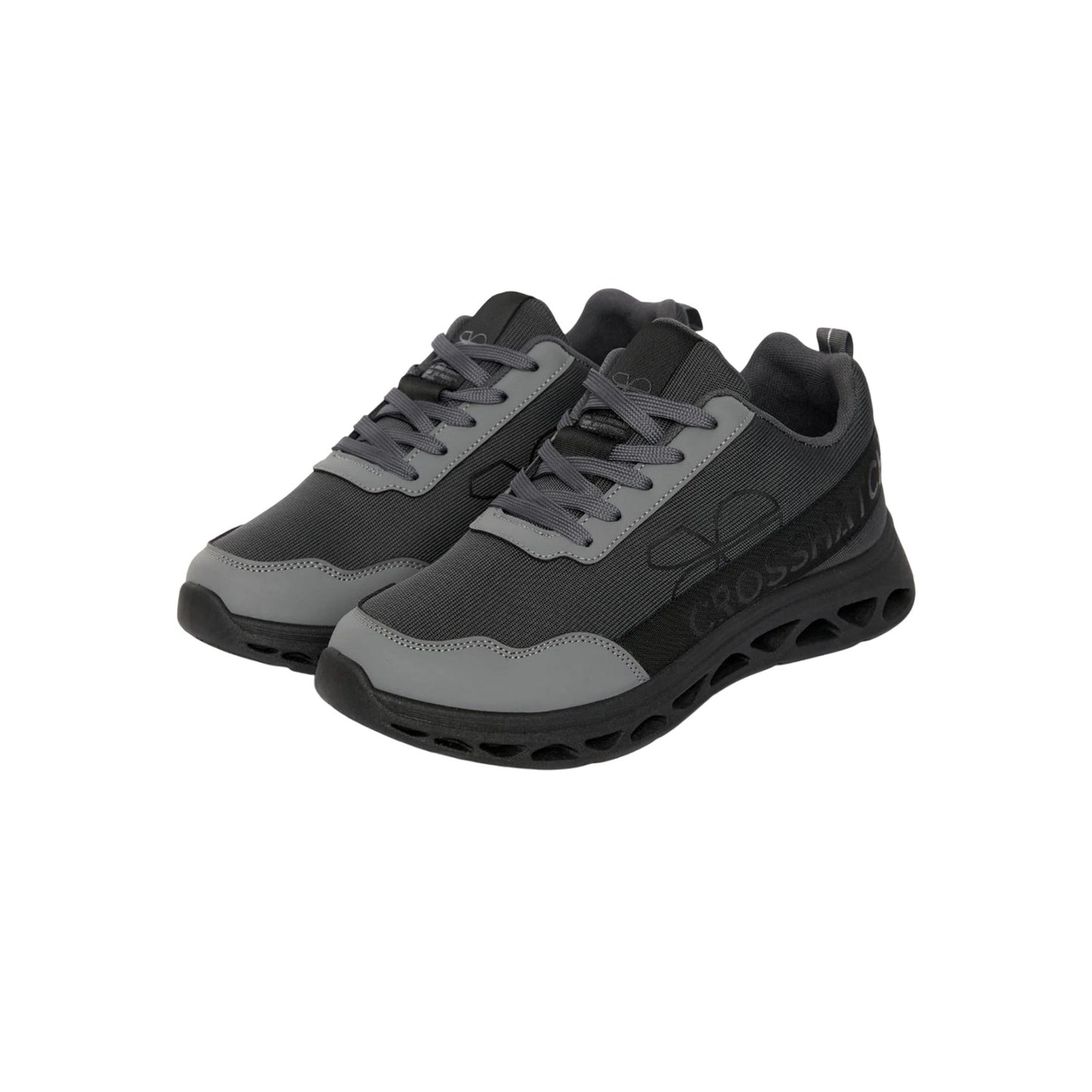 Grey-White - Front - Crosshatch Mens Jesmond Trainers