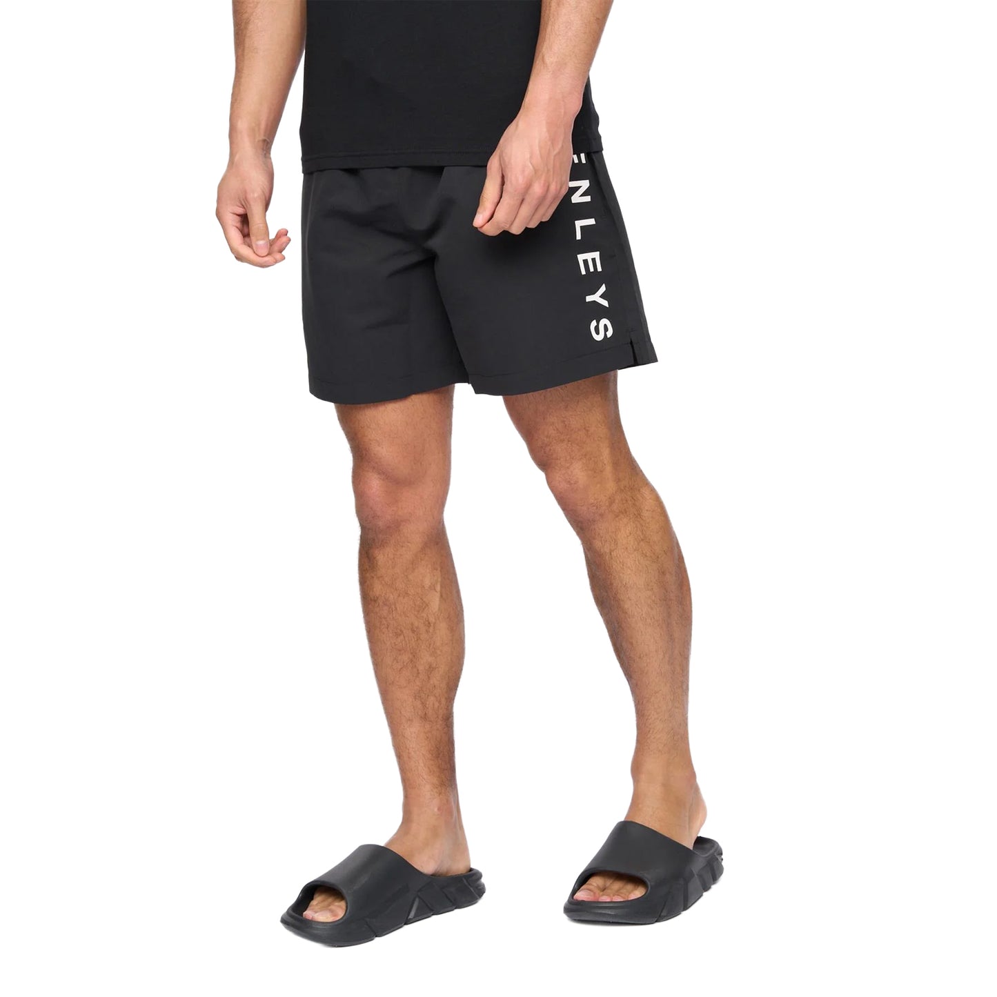 Black - Side - Henleys Mens Henybold Swim Shorts