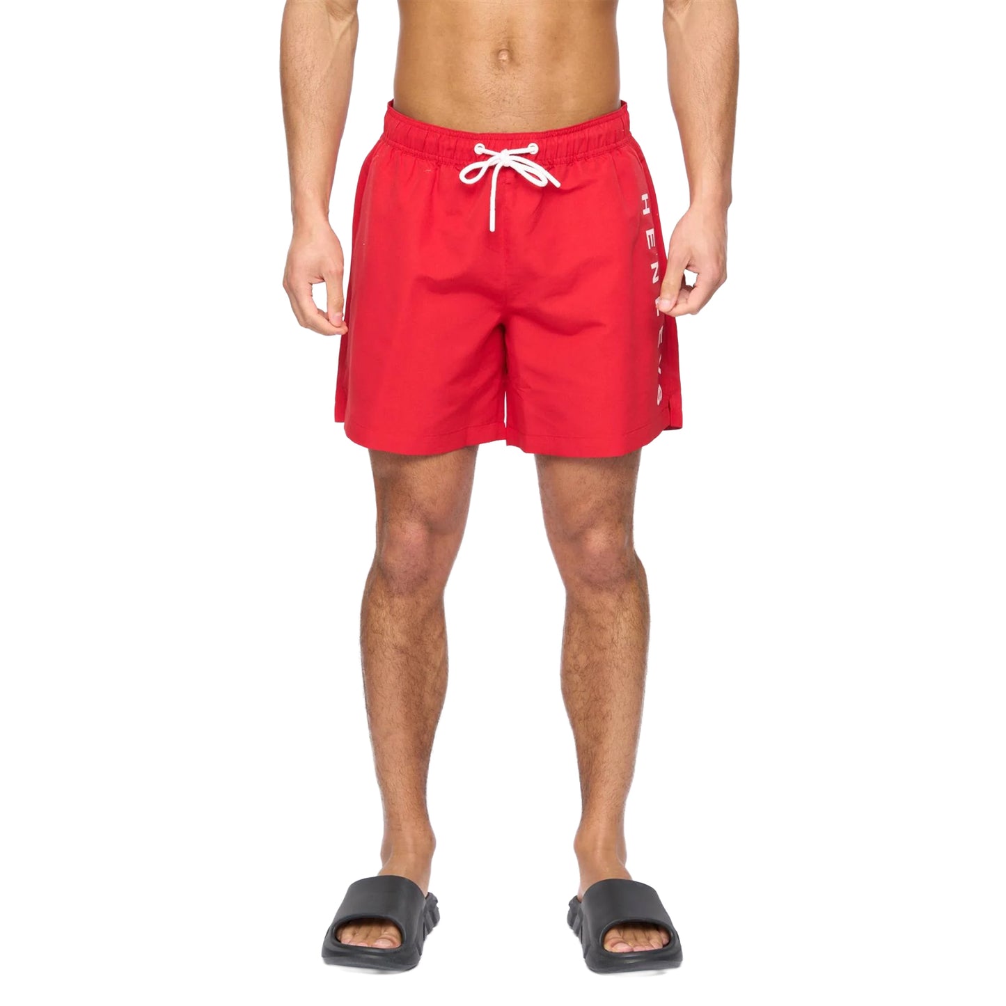 Red - Front - Henleys Mens Henybold Swim Shorts