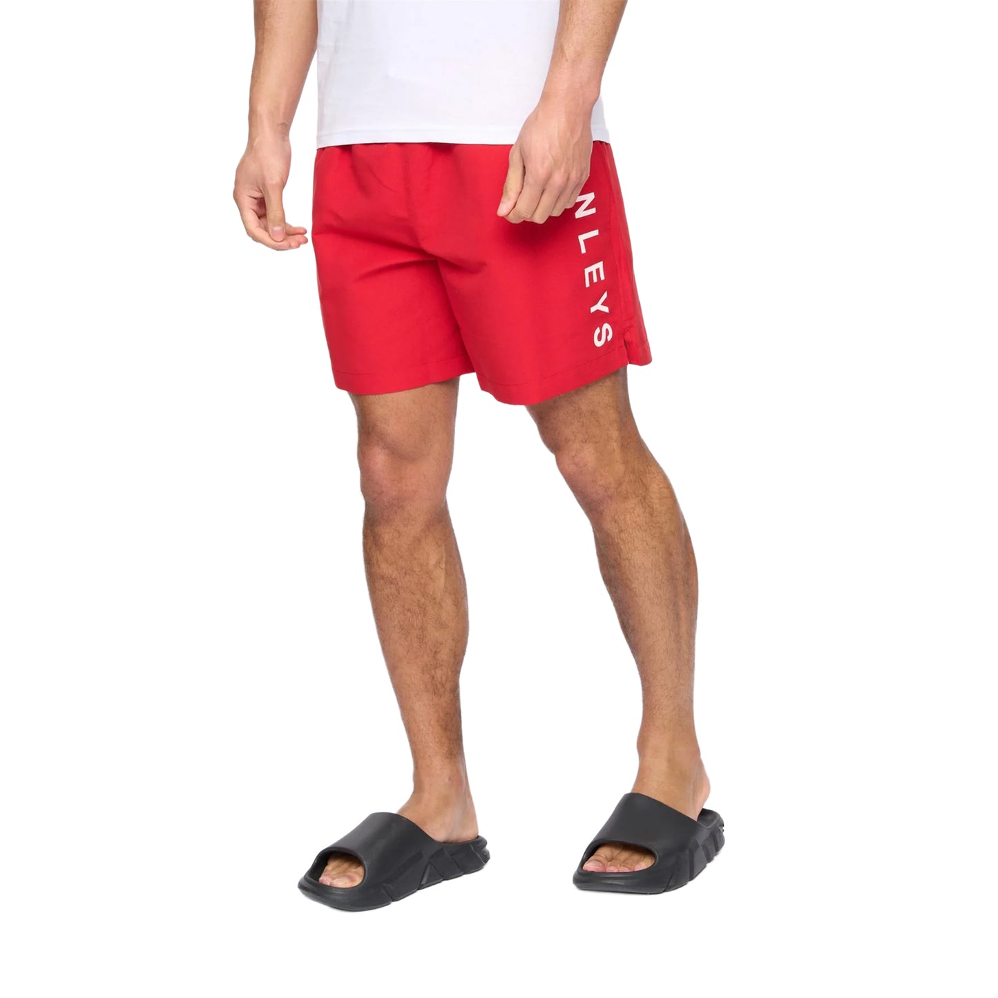 Red - Side - Henleys Mens Henybold Swim Shorts