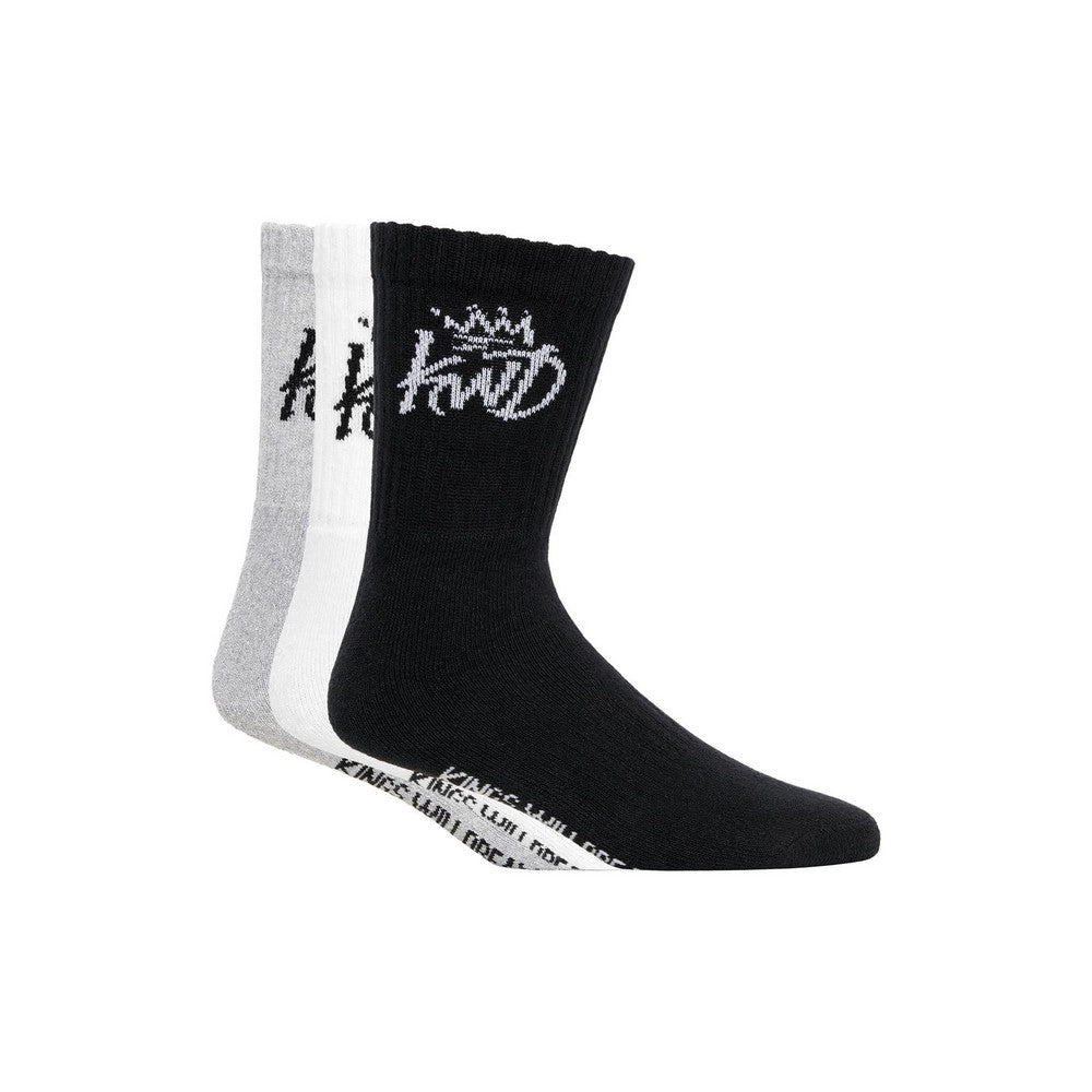 Black-White-Grey - Front - Kings Will Dream Mens Simplene Sports Socks (Pack of 3)