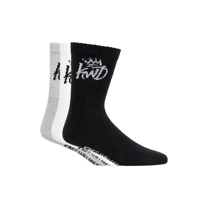 Black-White-Grey - Front - Kings Will Dream Mens Simplene Sports Socks (Pack of 3)