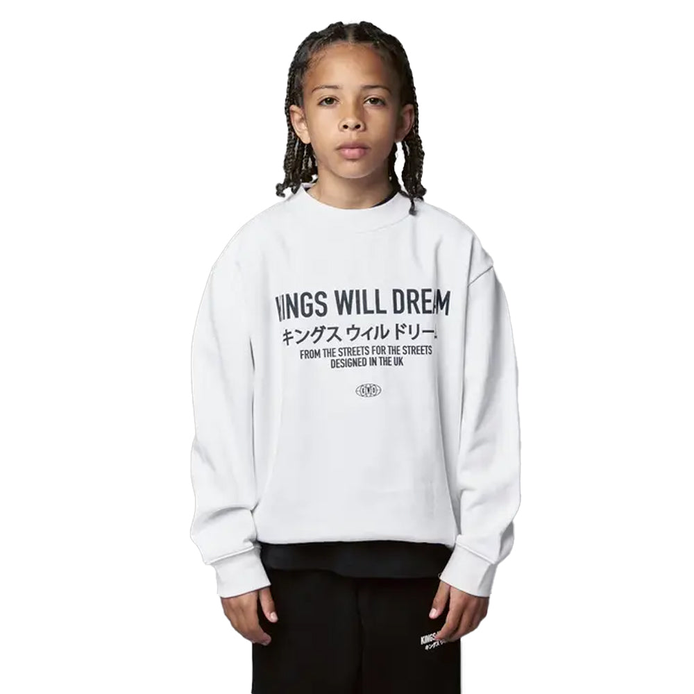 White - Front - Kings Will Dream Boys Studio Stacked Crew Neck Sweatshirt