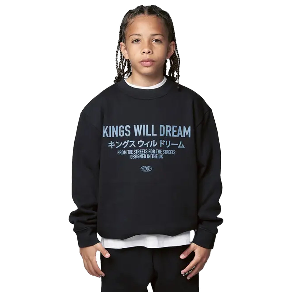Black - Front - Kings Will Dream Boys Studio Stacked Crew Neck Sweatshirt