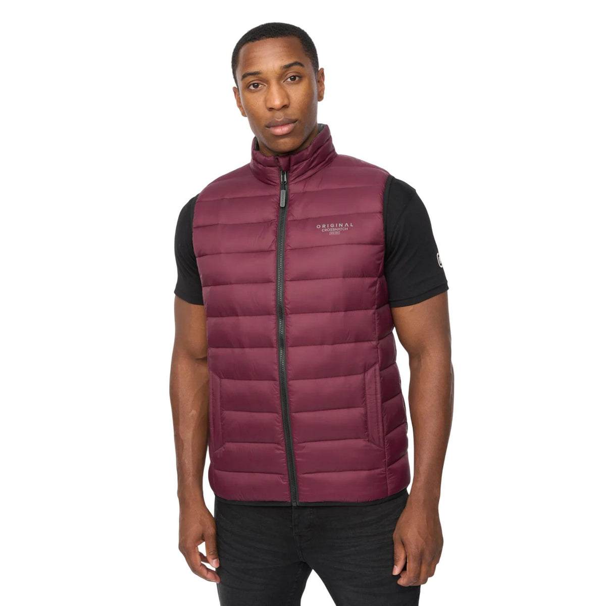 Raisin Purple - Front - Crosshatch Mens Gattering MVE Quilted Gilet
