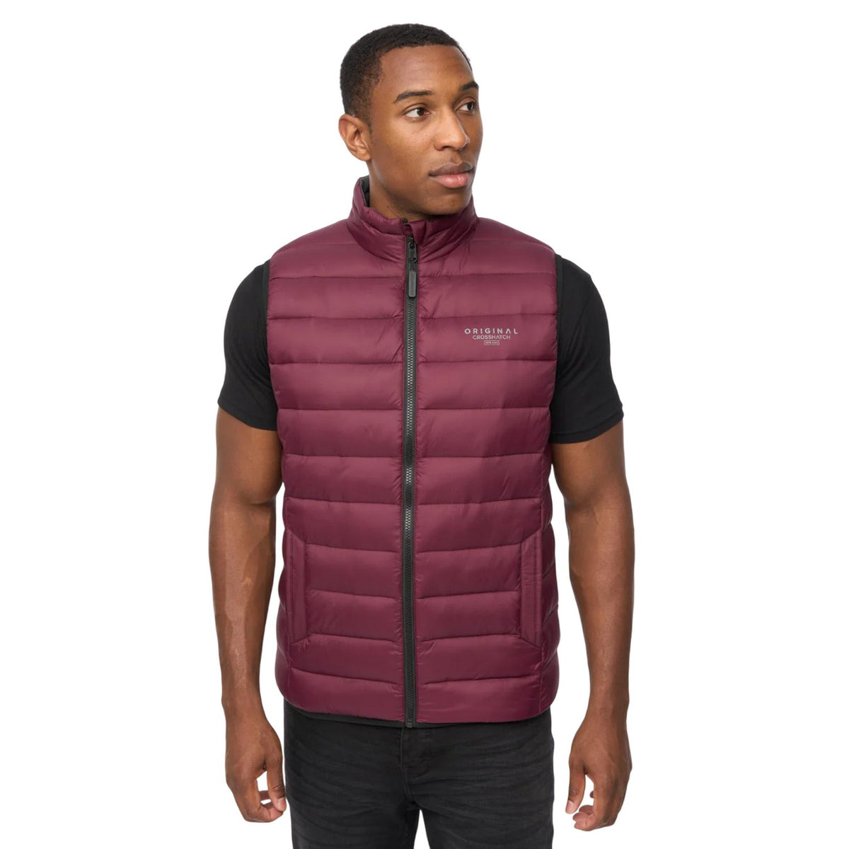 Raisin Purple - Lifestyle - Crosshatch Mens Gattering MVE Quilted Gilet