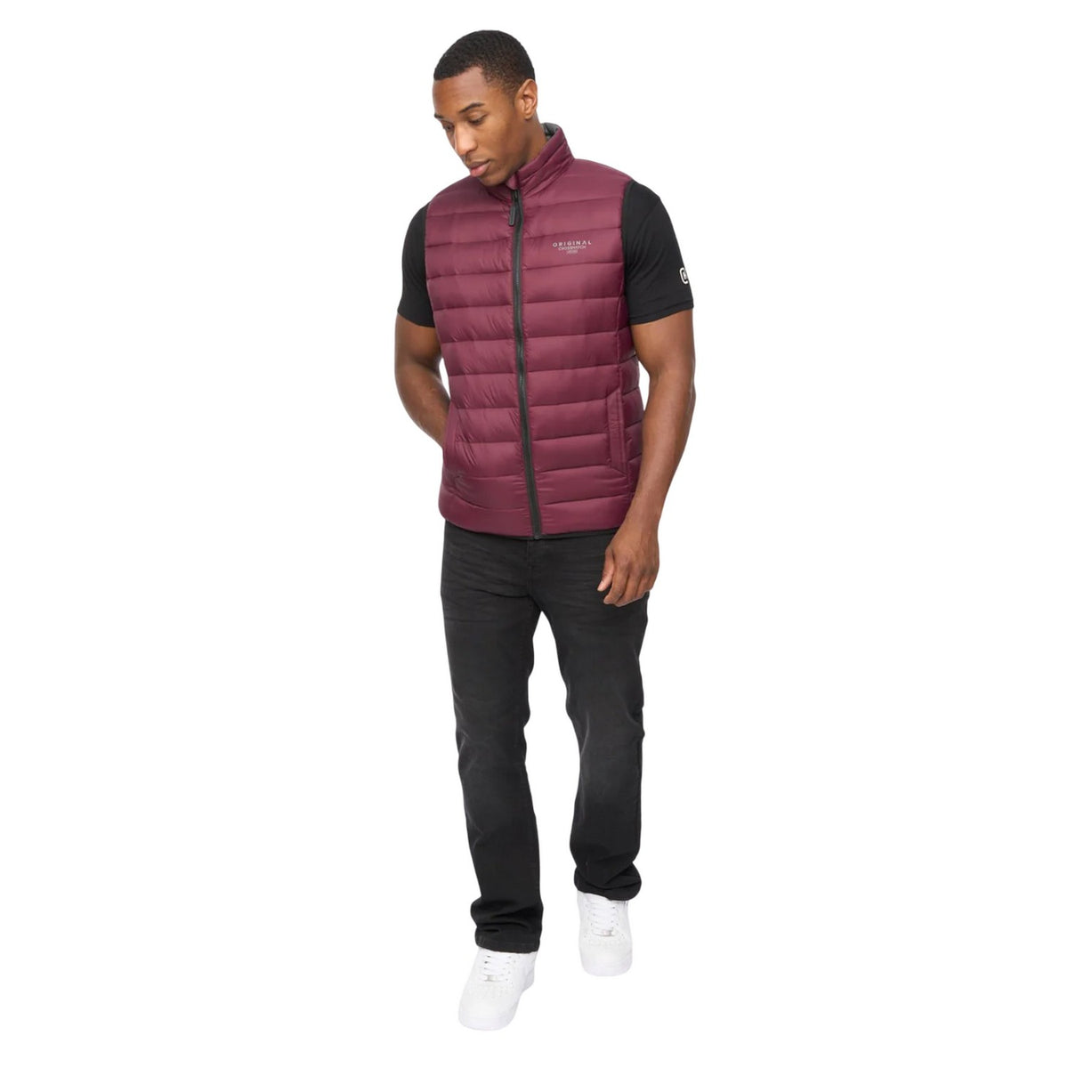 Raisin Purple - Pack Shot - Crosshatch Mens Gattering MVE Quilted Gilet