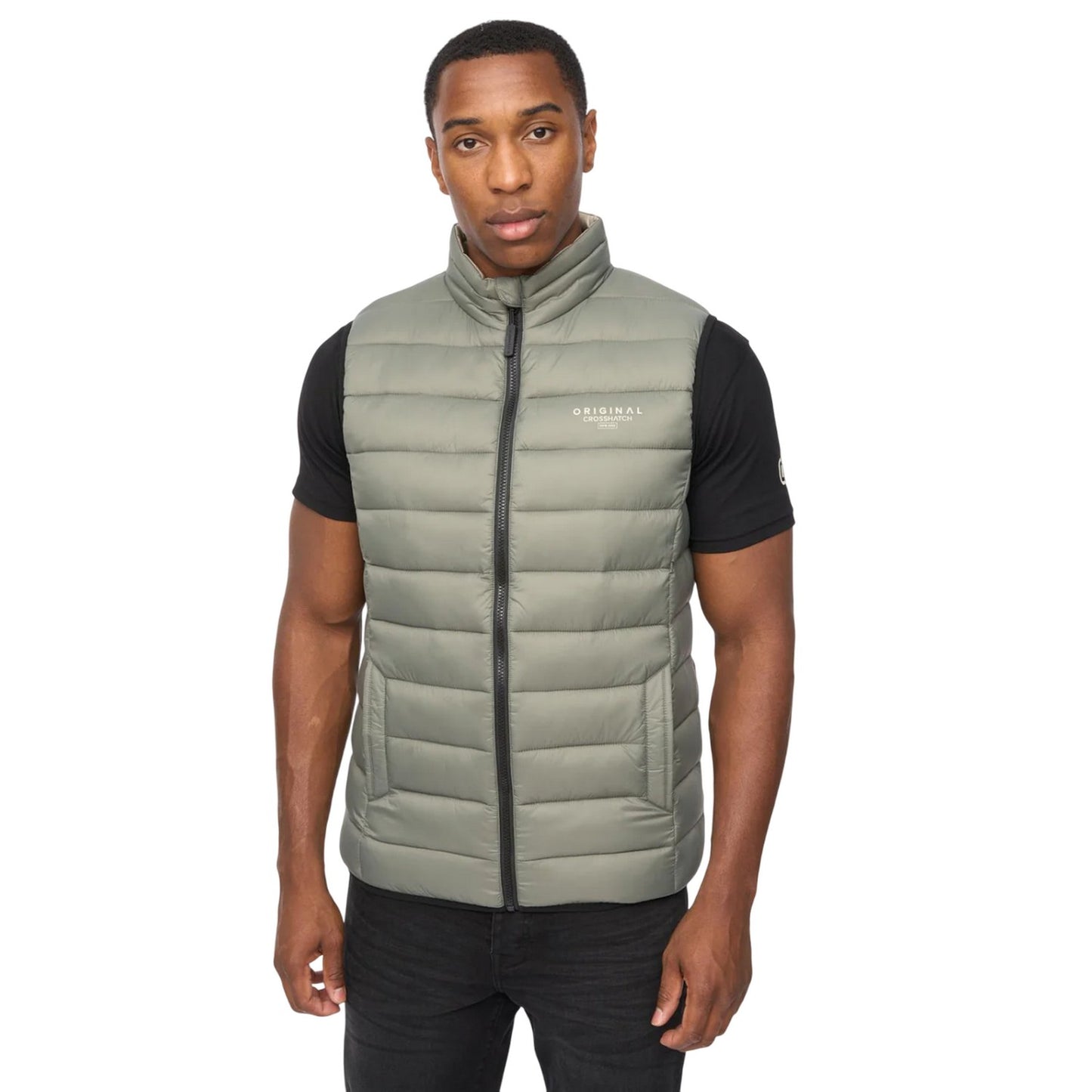 Sage - Front - Crosshatch Mens Gattering MVE Quilted Gilet
