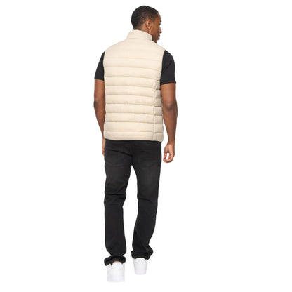 Stone - Back - Crosshatch Mens Gattering MVE Quilted Gilet