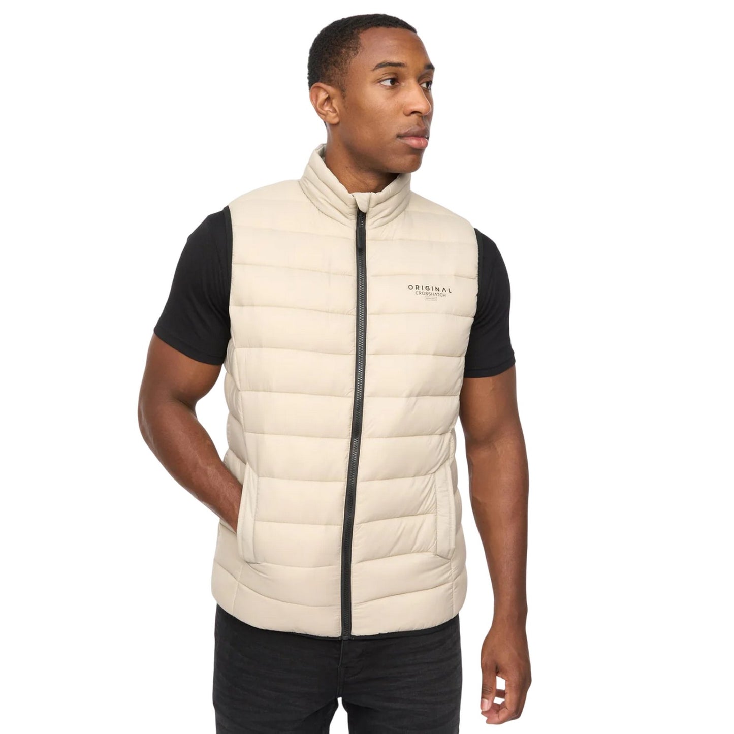 Stone - Lifestyle - Crosshatch Mens Gattering MVE Quilted Gilet