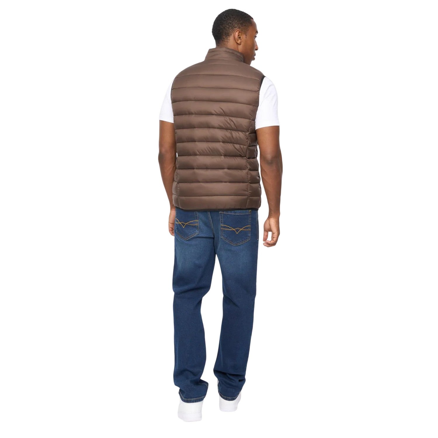 Brown - Back - Crosshatch Mens Gattering MVE Quilted Gilet