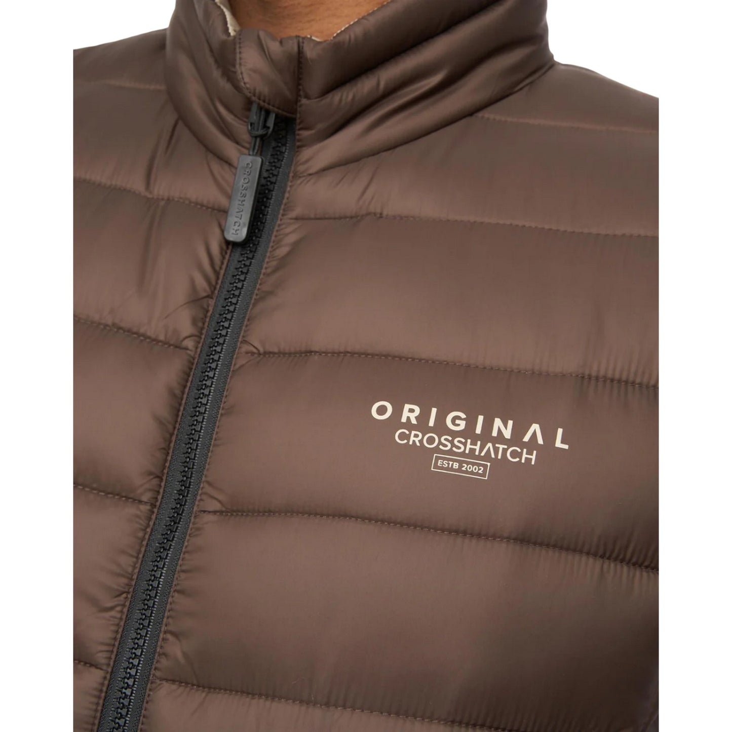 Brown - Side - Crosshatch Mens Gattering MVE Quilted Gilet