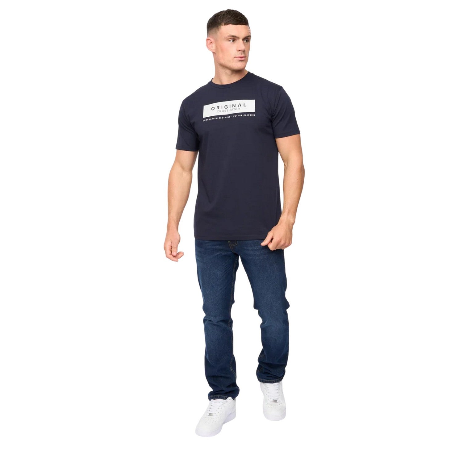 Navy - Pack Shot - Crosshatch Mens Jamstate T-Shirt