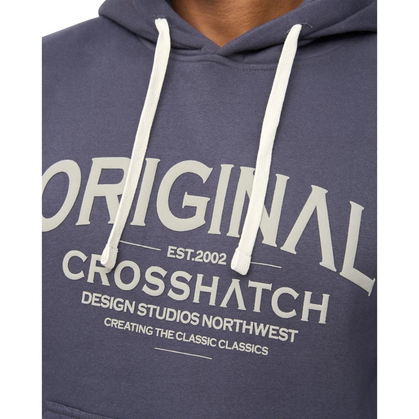 Navy - Side - Crosshatch Mens Vintarge Hoodie