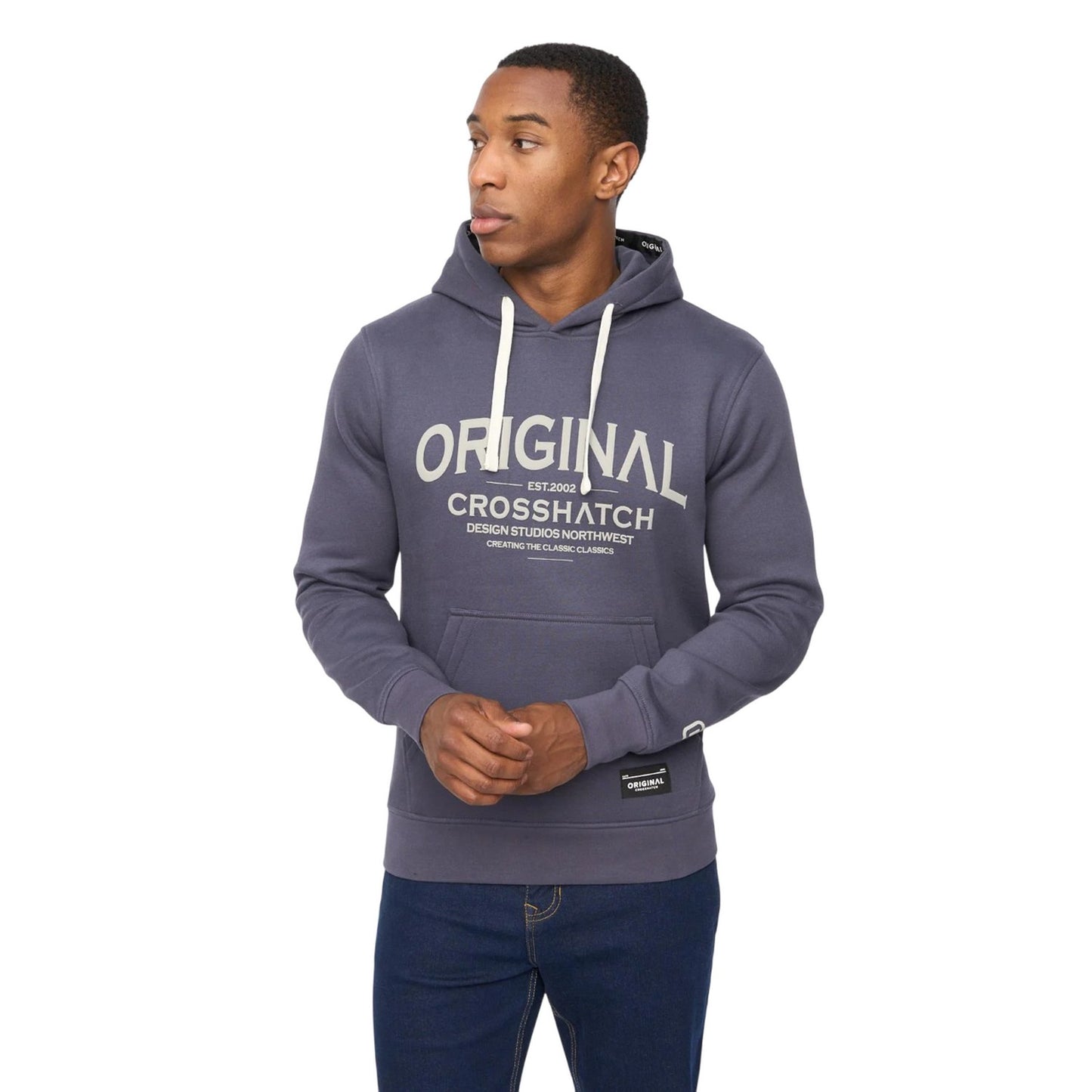 Navy - Lifestyle - Crosshatch Mens Vintarge Hoodie