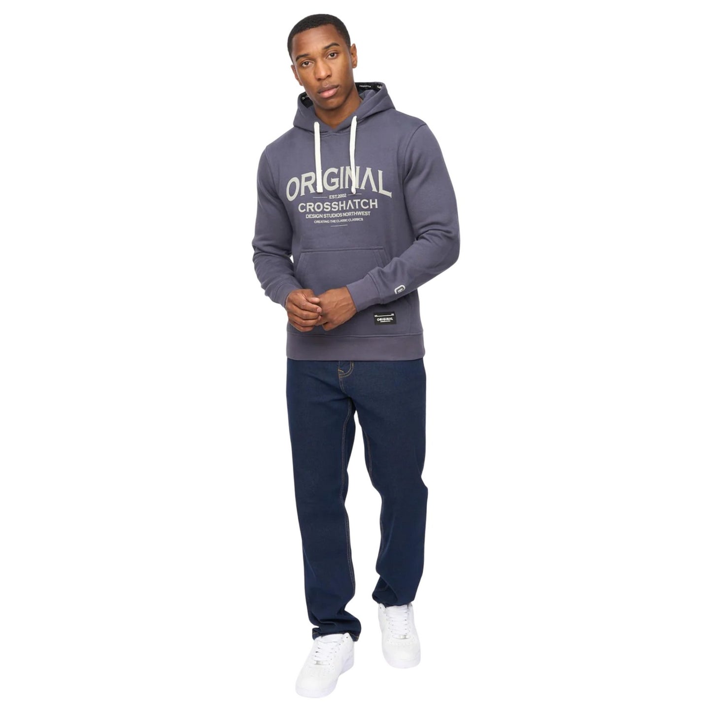 Navy - Pack Shot - Crosshatch Mens Vintarge Hoodie