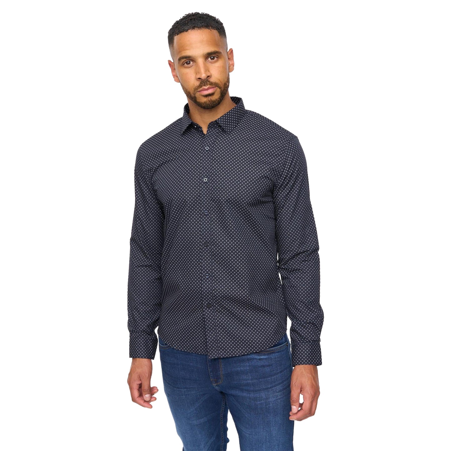 Navy-Blue - Side - Bewley & Ritch Mens Hanshaw Shirt (Pack of 2)
