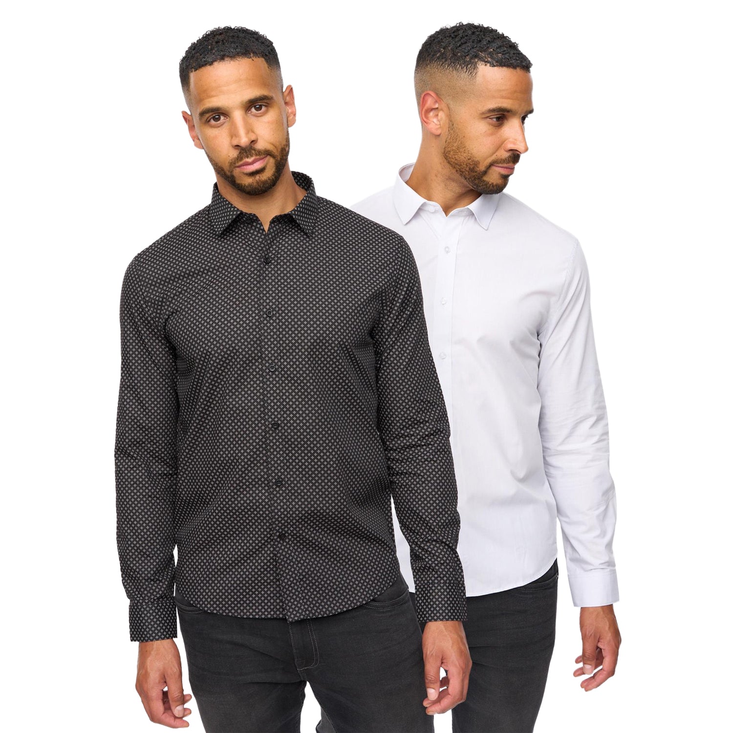 Black-White - Front - Bewley & Ritch Mens Hanshaw Shirt (Pack of 2)