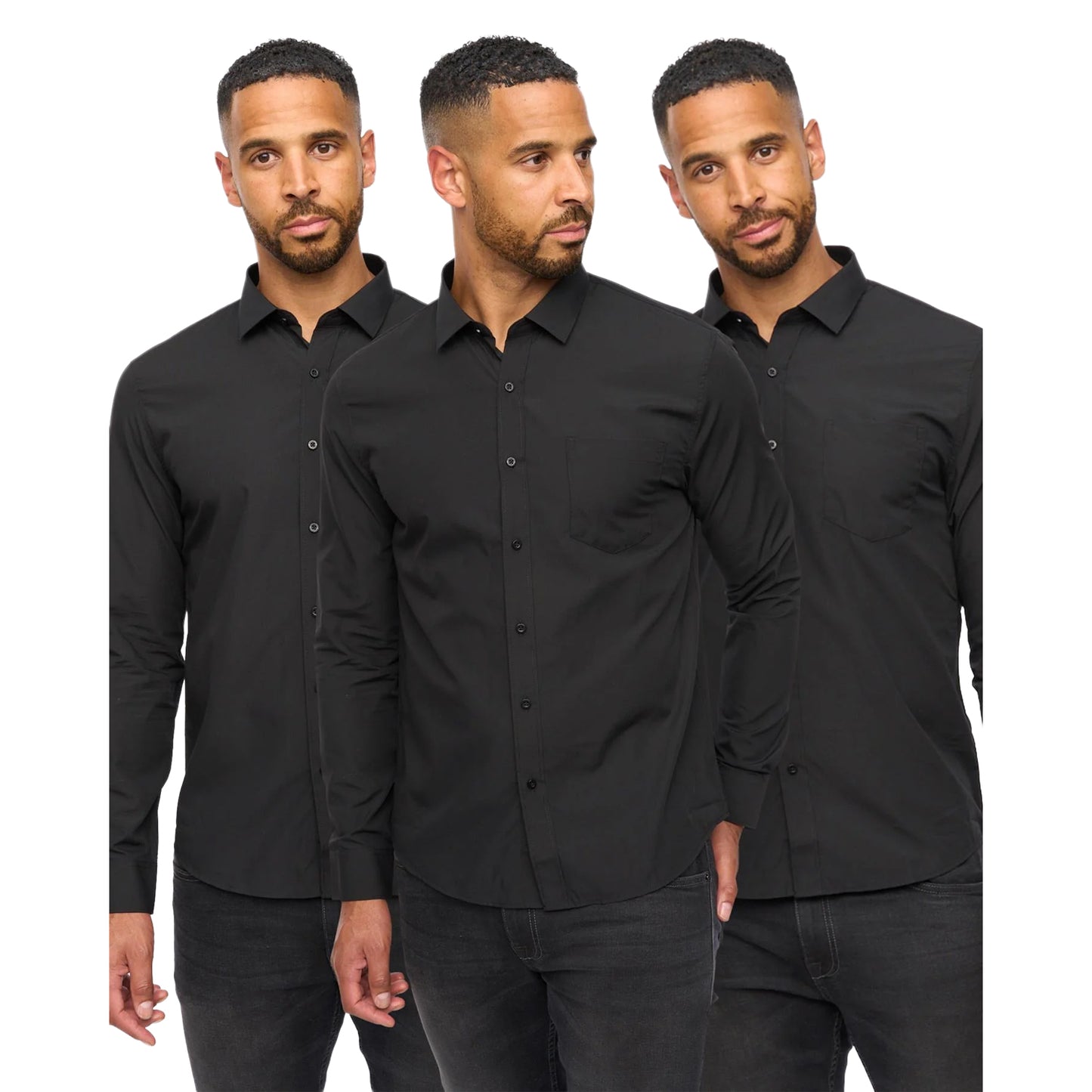 Black - Front - Bewley & Ritch Mens Pedrick Shirt (Pack of 3)