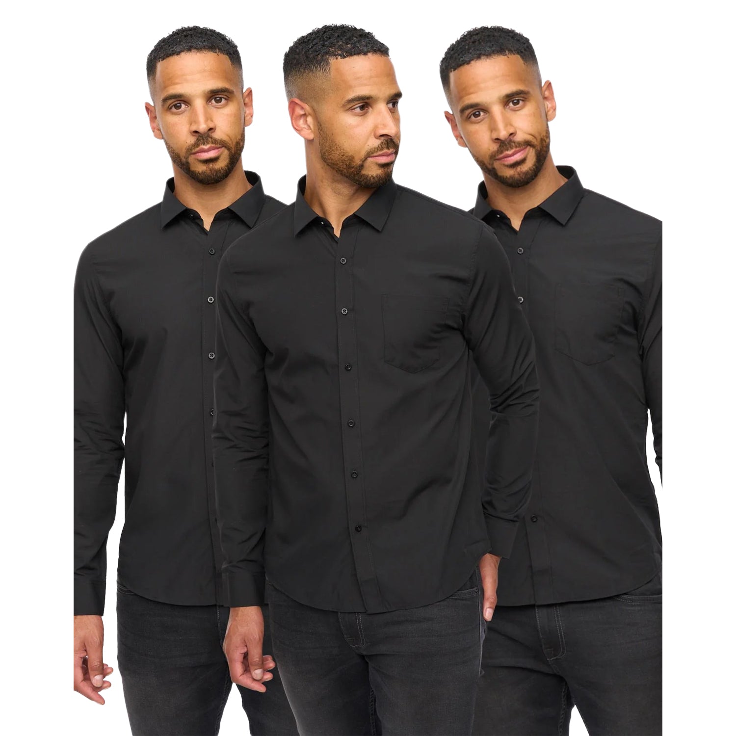 Black - Front - Bewley & Ritch Mens Pedrick Shirt (Pack of 3)