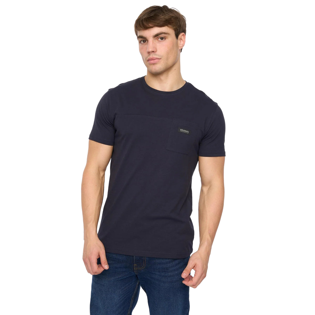 Navy - Front - Crosshatch Mens Carritore T-Shirt