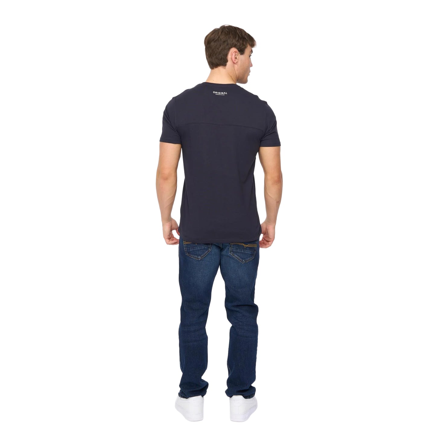Navy - Back - Crosshatch Mens Carritore T-Shirt