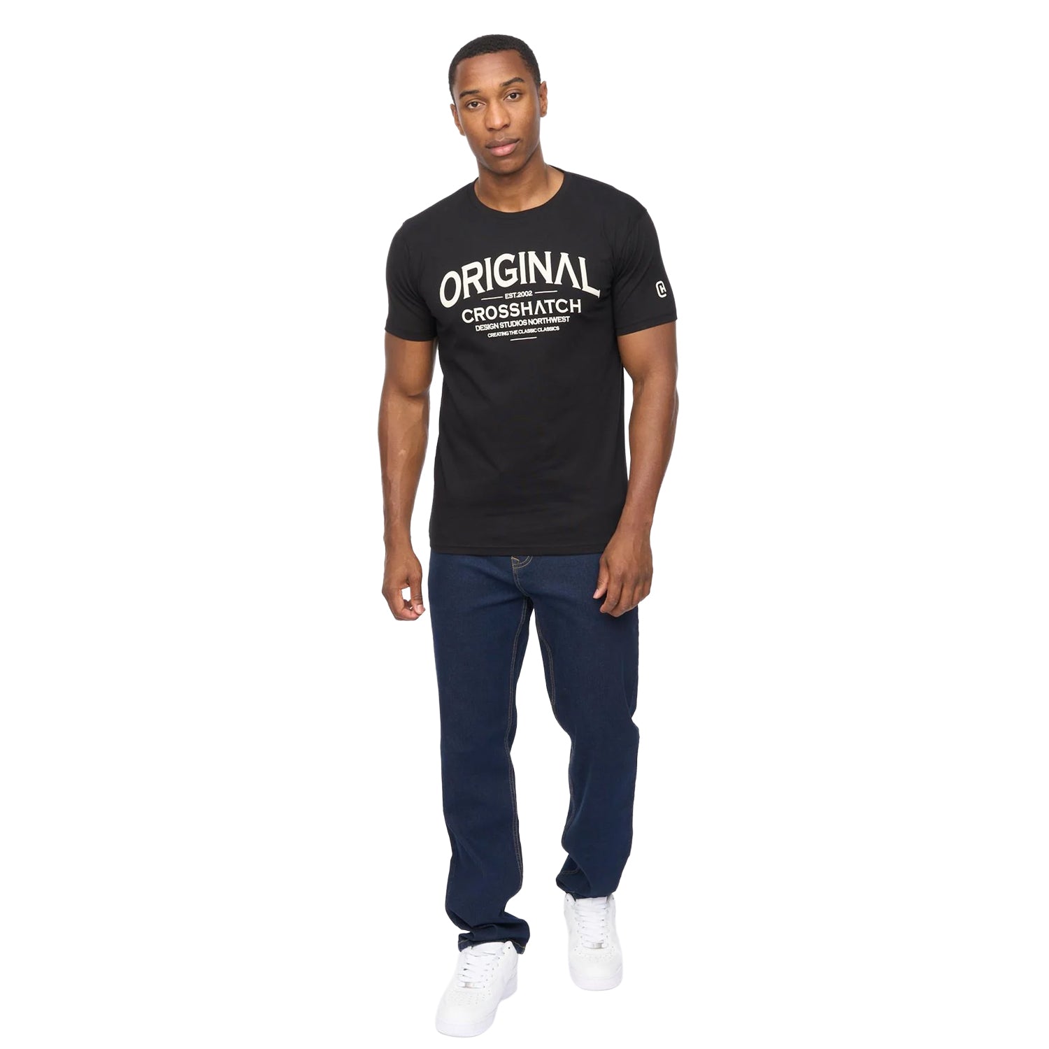 Black - Lifestyle - Crosshatch Mens Vintarge T-Shirt