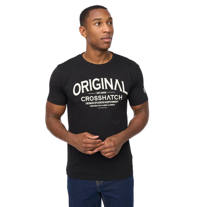 Black - Front - Crosshatch Mens Vintarge T-Shirt