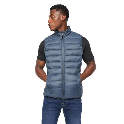 Denim Blue - Front - Crosshatch Mens Gattering Quilted Gilet