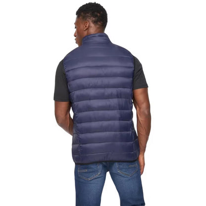 Navy - Back - Crosshatch Mens Gattering Quilted Gilet