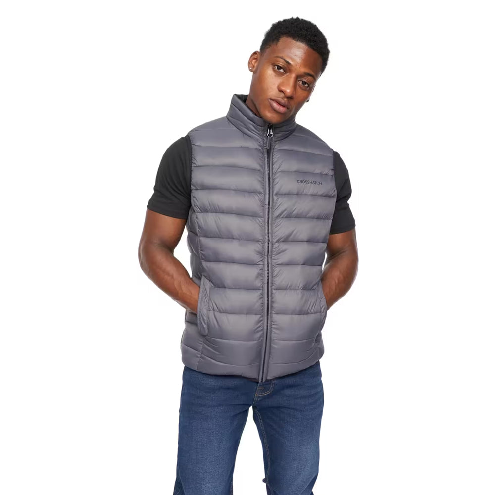 Charcoal Camo - Front - Crosshatch Mens Gattering Quilted Gilet