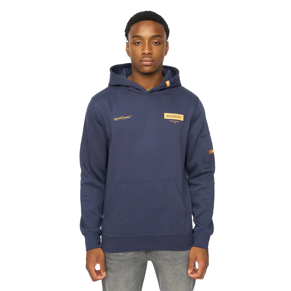 Indigo - Front - Duck and Cover Mens Marsak V2 Hoodie