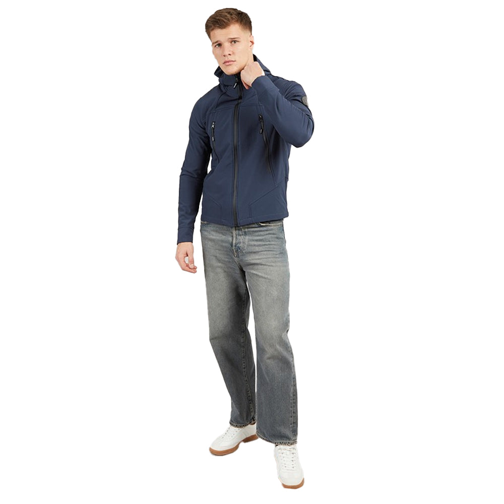 Navy - Side - Henleys Mens Expand Soft Shell Jacket
