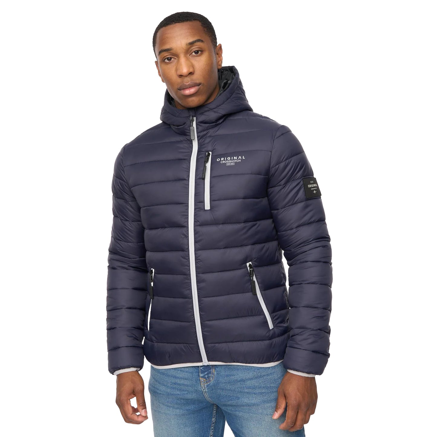 Navy - Front - Crosshatch Mens Phelpmans Puffer Jacket