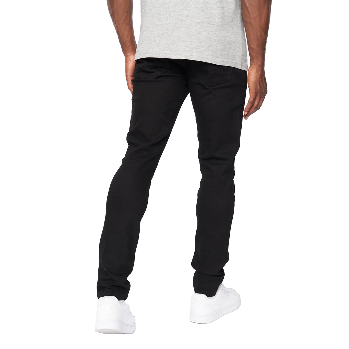 Solid Black - Back - Crosshatch Mens Barbeck Slim Jeans