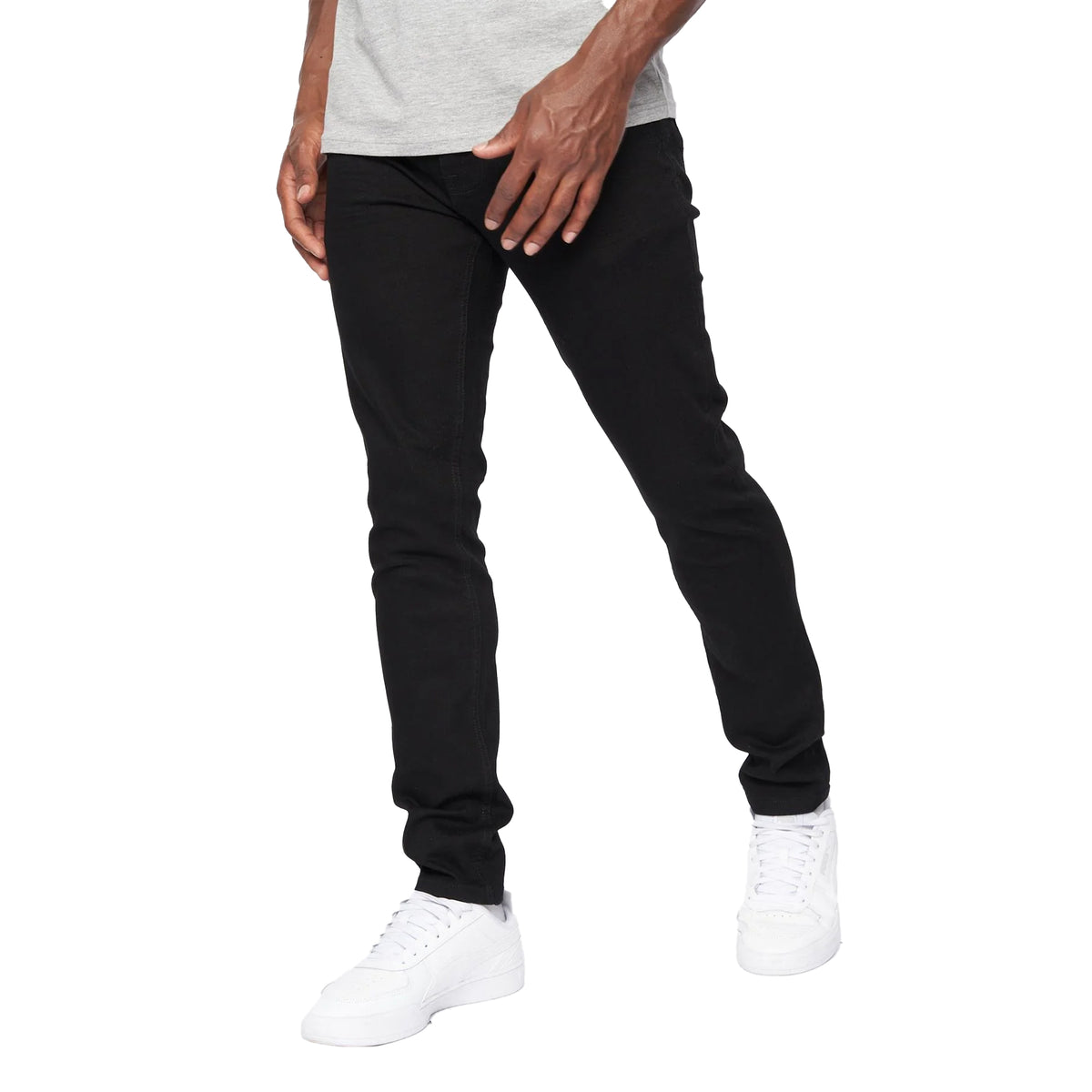 Solid Black - Side - Crosshatch Mens Barbeck Slim Jeans