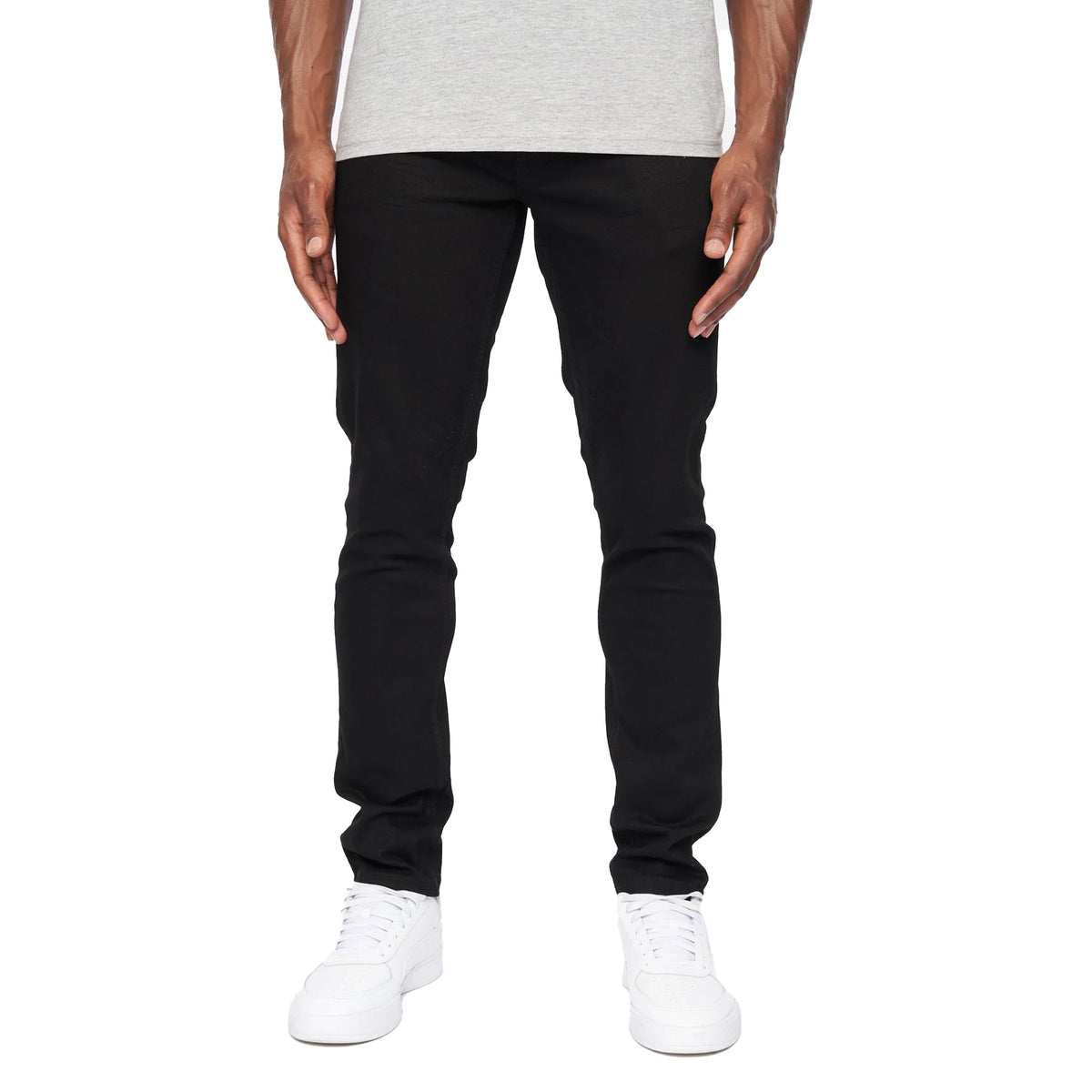 Solid Black - Front - Crosshatch Mens Barbeck Slim Jeans
