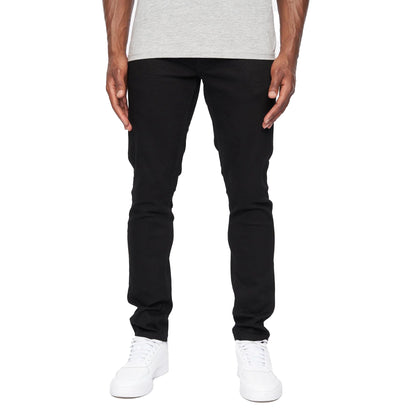 Solid Black - Front - Crosshatch Mens Barbeck Slim Jeans