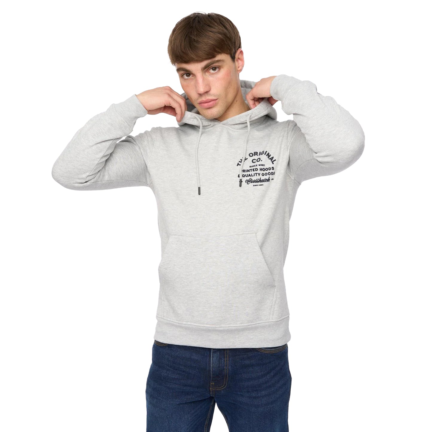 Grey Marl - Side - Crosshatch Mens Shoptown Hoodie