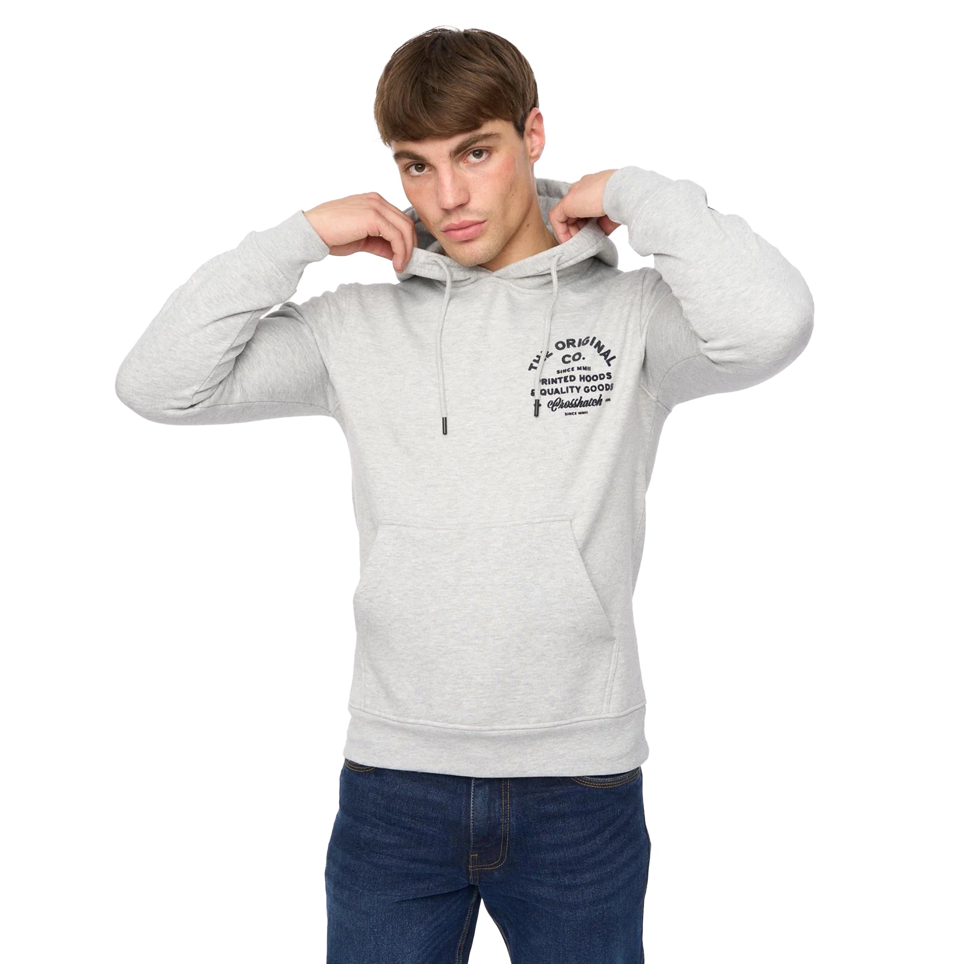 Grey Marl - Side - Crosshatch Mens Shoptown Hoodie