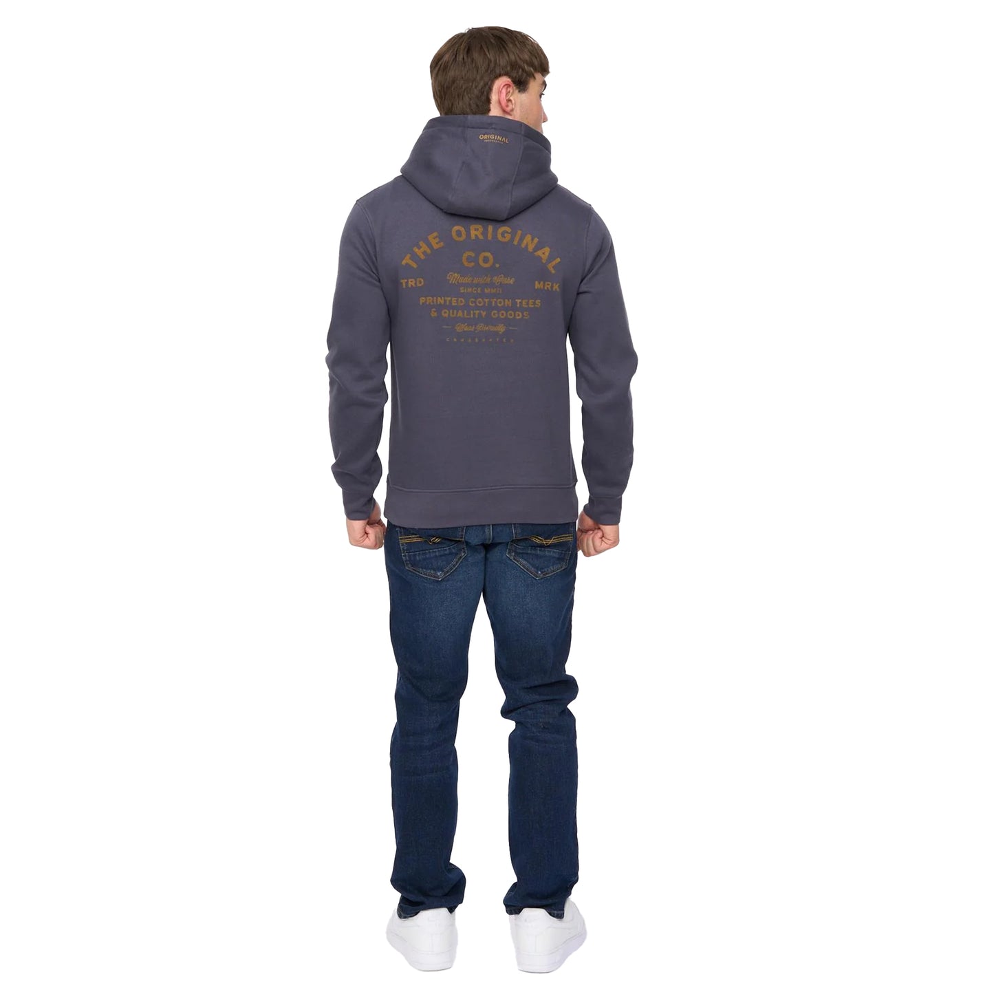 Navy - Back - Crosshatch Mens Shoptown Hoodie