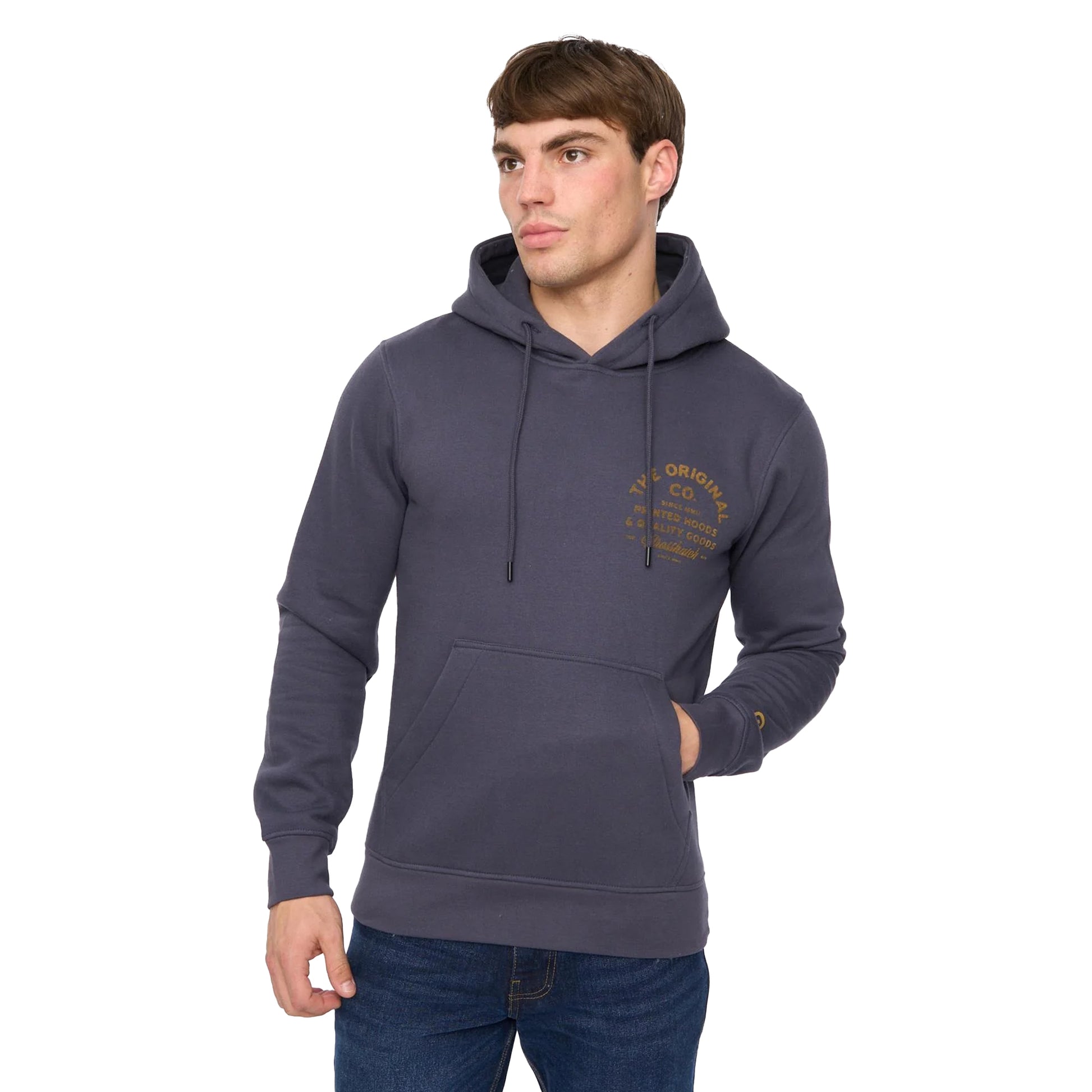 Navy - Side - Crosshatch Mens Shoptown Hoodie