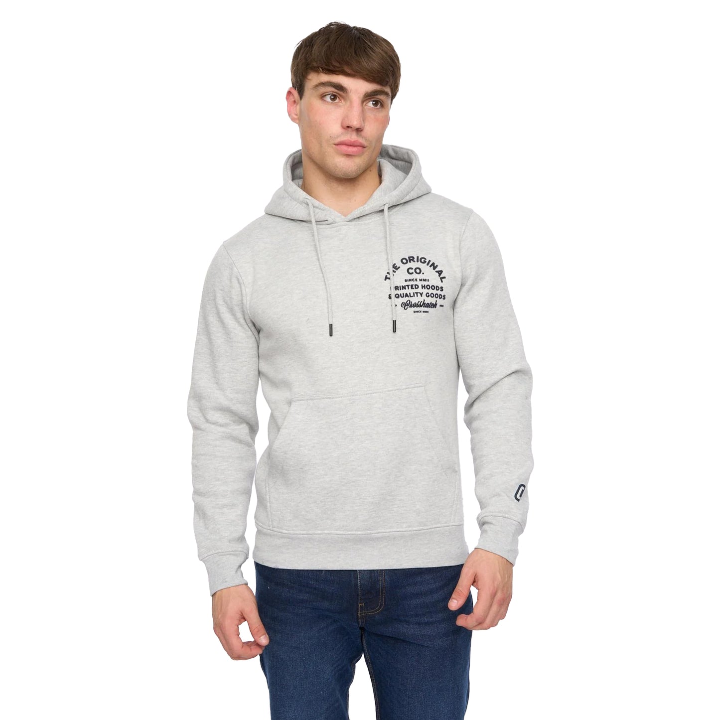 Grey Marl - Front - Crosshatch Mens Shoptown Hoodie