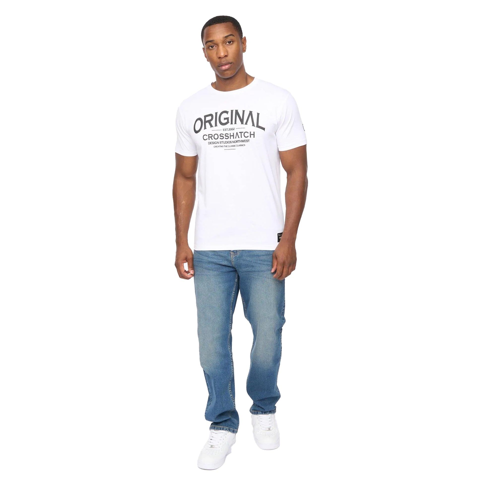 Mid Wash - Lifestyle - Crosshatch Mens Detendu Relaxed Fit Jeans